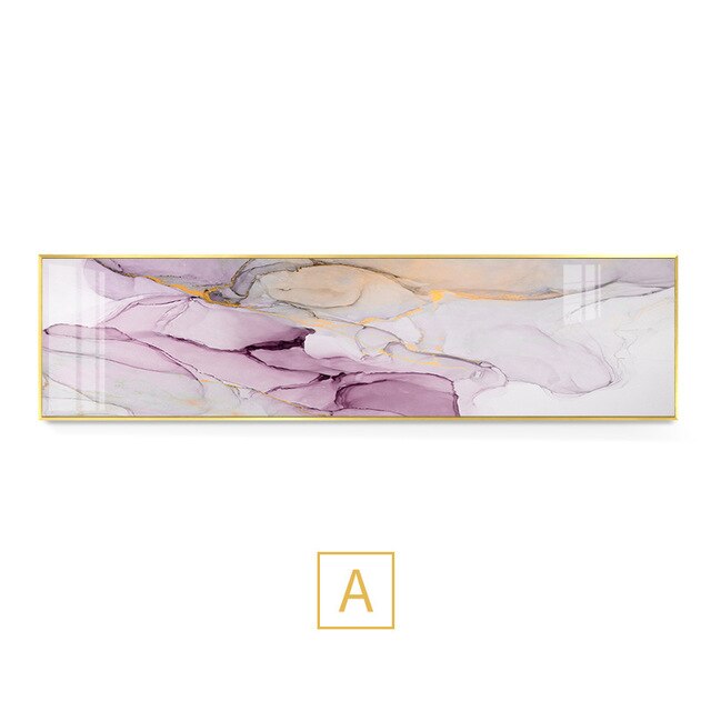 Abstract Pink Marble Wall Art Wide Format Fine Art Canvas Prints Modern Panoramic Pictures For Above Bed Bedroom Art Living Room Sofa Wall Decor