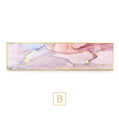Abstract Pink Marble Wall Art Wide Format Fine Art Canvas Prints Modern Panoramic Pictures For Above Bed Bedroom Art Living Room Sofa Wall Decor