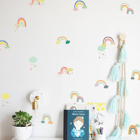 Little Rainbows PVC Wall Decals Removable Wall Stickers Cute Creative Nordic Style Colorful DIY Home Decor For Nursery Kindergarten Classroom Kids Room Decor