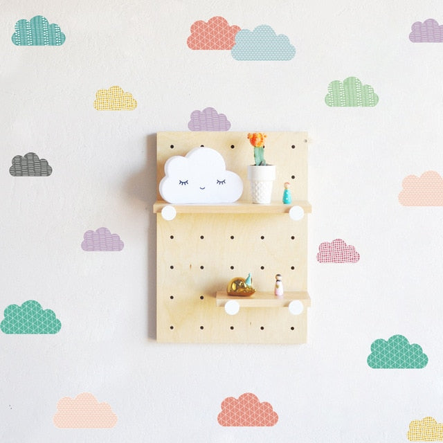 Little Cute Clouds PVC Wall Decals Removable Wall Stickers Creative Nordic Style Colorful DIY Home Decor For Nursery Kindergarten Classroom Kids Room Decor