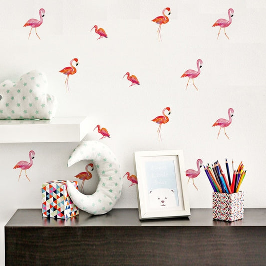 Cute Pink Flamingos PVC Wall Decals Removable Wall Stickers Creative Nordic Style Colorful DIY Home Decor For Nursery Kindergarten Classroom Kids Room Decor