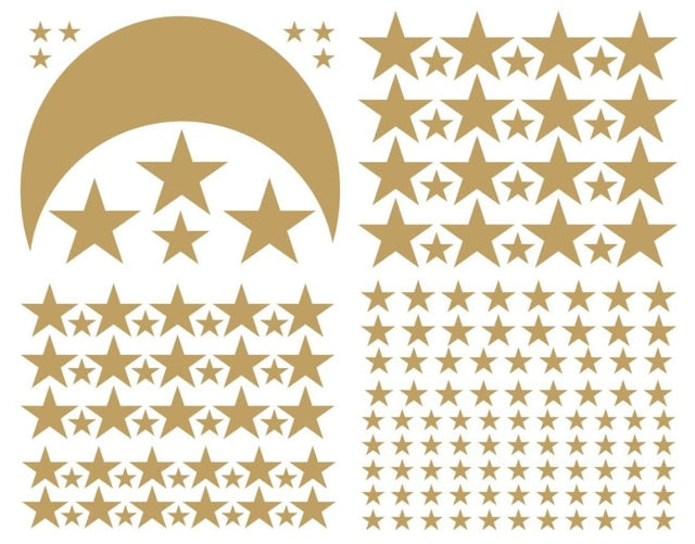Moon And Stars Wall Decals Removable PVC Vinyl Wall Stickers For Kids Room Baby's Room Simple Creative DIY Home Decor Nordic Style Nursery Wall Decoration