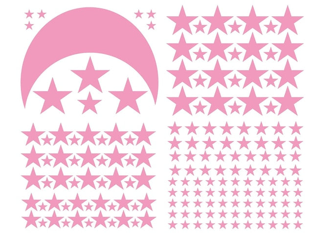 Moon And Stars Wall Decals Removable PVC Vinyl Wall Stickers For Kids Room Baby's Room Simple Creative DIY Home Decor Nordic Style Nursery Wall Decoration