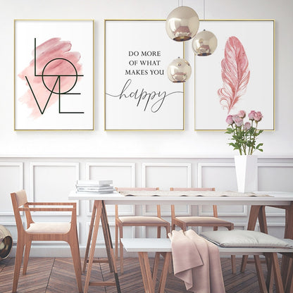 Blush Pink Do More Of What Makes You Happy Quote Wall Art Fine Art Canvas Prints Inspirational Fashion Posters For Girls Room Nordic Style Home Wall Art Decor