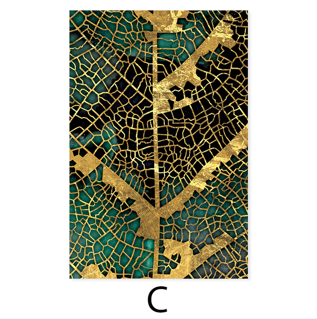 Golden Tree Of Life Wall Art Leaf Veins Wood Rings Nordic Abstract Botanic Organic Nature Fine Art Canvas Prints For Modern Living Room Home Decor