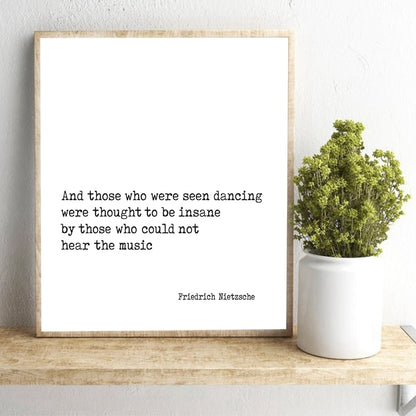 And Those Who Were Seen Dancing Famous Quotation Friedrich Nietzsche Philosophy Wall Art Fine Art Canvas Print Minimalist Posters For Daily Inspiration