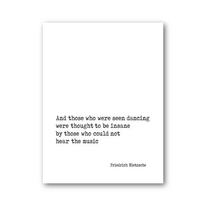And Those Who Were Seen Dancing Famous Quotation Friedrich Nietzsche Philosophy Wall Art Fine Art Canvas Print Minimalist Posters For Daily Inspiration