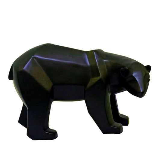 Geometric Polar Bear Sculpture Black Bear Statue Modern Ornamental Decoration For Living Room Coffee Table Bookshelf Mantelpiece Nordic Home Decor