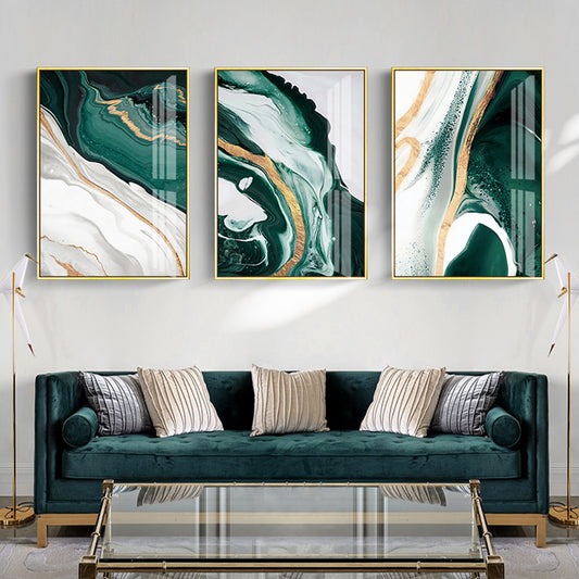 Modern Abstract Green Marble Wall Art Fine Art Canvas Prints Nordic Contemporary Lifestyle Pictures For Living Room Dining Room Office Interior Decor