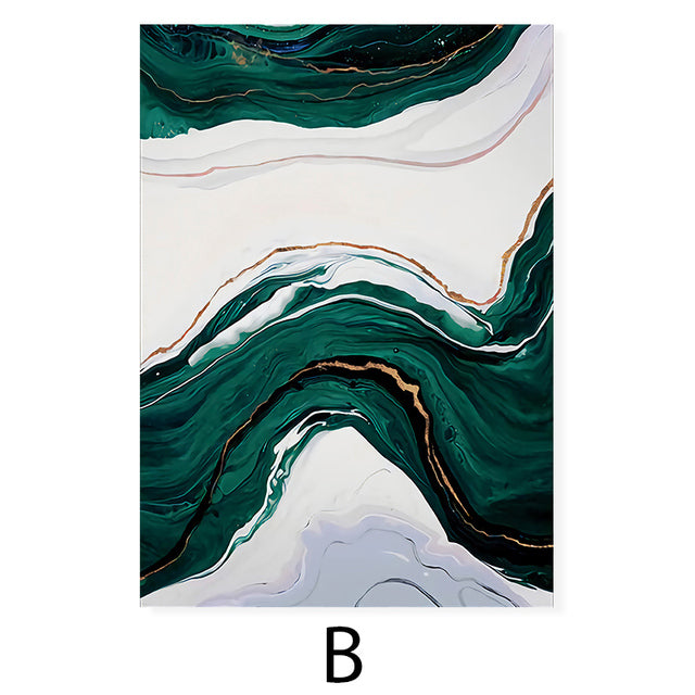 Modern Abstract Green Marble Wall Art Fine Art Canvas Prints Nordic Contemporary Lifestyle Pictures For Living Room Dining Room Office Interior Decor