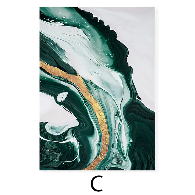 Modern Abstract Green Marble Wall Art Fine Art Canvas Prints Nordic Contemporary Lifestyle Pictures For Living Room Dining Room Office Interior Decor