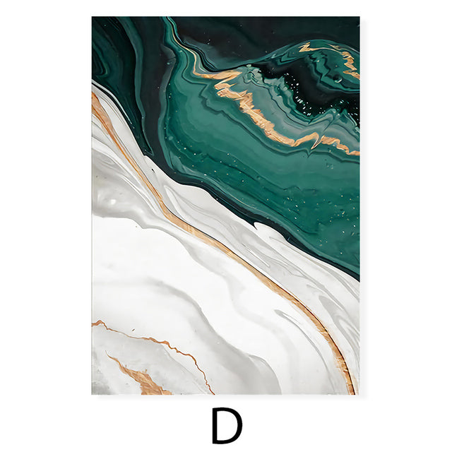 Modern Abstract Green Marble Wall Art Fine Art Canvas Prints Nordic Contemporary Lifestyle Pictures For Living Room Dining Room Office Interior Decor
