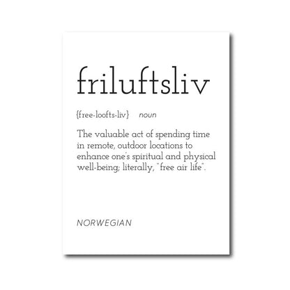 Uff Da Definition Meaning Of Friluftsliv Nordic Wall Art Fine Art Canvas Print Minimalist Black & White Typographic Posters For Scandinavian Home Interior Decor