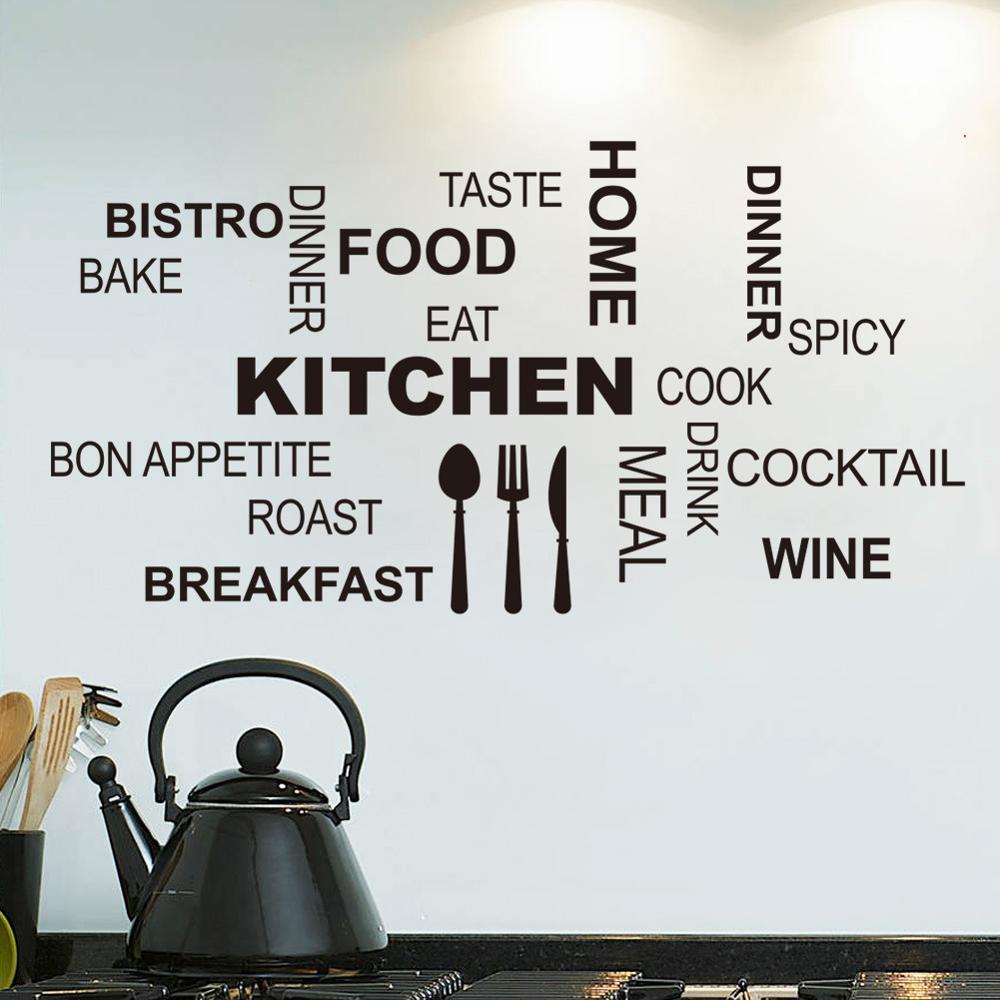 Kitchen Fun Word Mashup Wall Mural Removable PVC Vinyl Wall Decal For Restaurant Kitchen Dining Room Simple Creative DIY Wall Sticker Home Art Decor