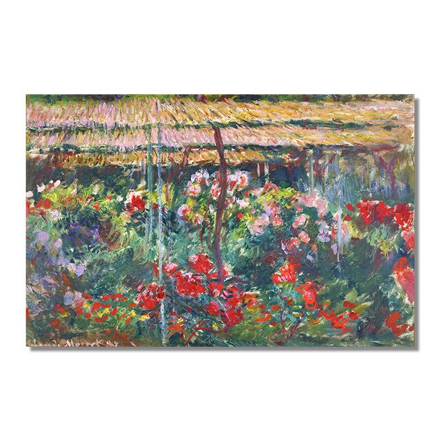 Famous Painting Peony Garden Claude Monet Impressionist Wall Art Fine Art Canvas Prints Classic Pictures For Living Room Dining Room Wall Art Decor