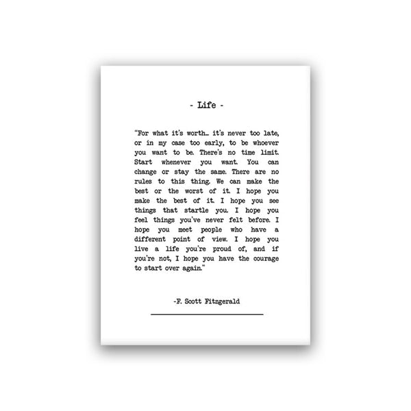 For What It's Worth Quote F Scott Fitzgerald Typewritten Note Quotations Wall Art Fine Art Canvas Print Minimalist Literary Art Posters For Simple Home Decor