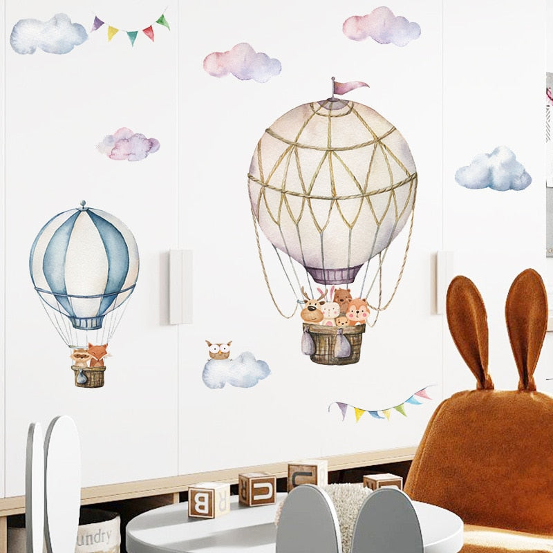 Runtoo Hot Air Balloon Wall Decals Kids Adventure Wall Stickers Bedroo