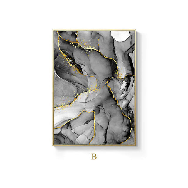 Black Golden Liquid Marble Print Wall Art Fine Art Canvas Prints Modern Abstract Pictures For Loft Apartment Living Room Home Office Nordic Art Decor