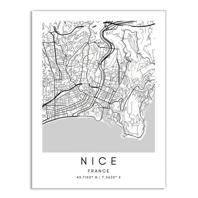 London Paris New York City Map Wall Art Fine Art Canvas Print CUSTOM City Map Picture Minimalist Black White Nordic Style Home Office Interior Decor