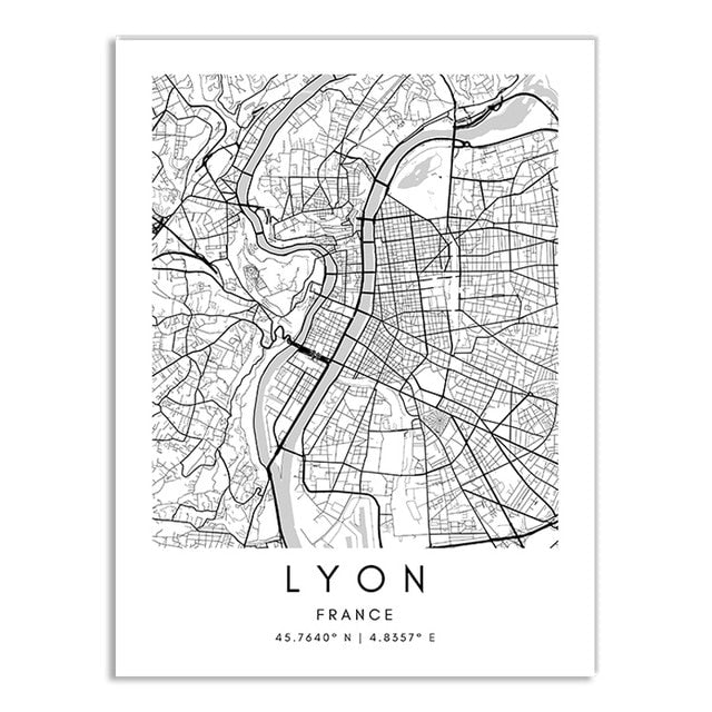 London Paris New York City Map Wall Art Fine Art Canvas Print CUSTOM City Map Picture Minimalist Black White Nordic Style Home Office Interior Decor