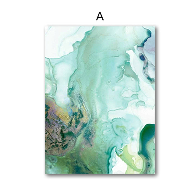 Mint Green Liquid Marble Wall Art Fine Art Canvas Prints Modern Abstract Pictures For Living Room Dining Room Scandinavian Home Interior Art Decor