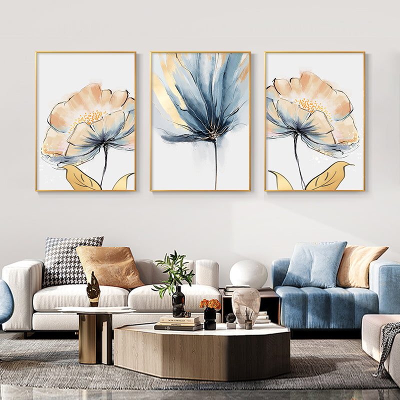 Modern Minimalist Yellow Scandinavian Flower Wall Art Fine Art Canvas Prints Floral Pictures For Living Room Dining Room Bedroom Nordic Art Decor