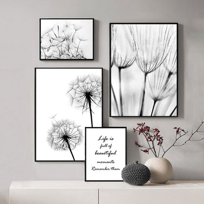 Minimalist Dandelion Flowers Wall Art Inspirational Quote Fine Art Canvas Prints Modern Black White Posters For Nordic Living Room Scandinavian Home Decor
