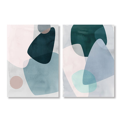 Pastel Geometric Curves Blue Gray Pink Wall Art Fine Art Canvas Prints Modern Abstract Pictures For Living Room Bedroom Nordic Style Home Art Decor