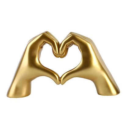 Heart Gesture Love Sculpture Abstract Golden Ebony Figurine Ornamental Decoration For Coffee Table Desktop Bedroom Living Room Nordic Home Decor