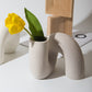Simple Abstract Minimalist Art Vase Tubular Curved Pot For Creative Floral Arrangement Living Room Dining Room Desktop Nordic Home Decor