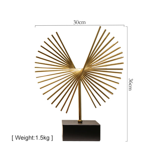 Modern Abstract Geometric Golden Metal Art Sculpture Ornamental Desktop Statue For Living Room Coffee Table Dining Room Nordic Home Decor