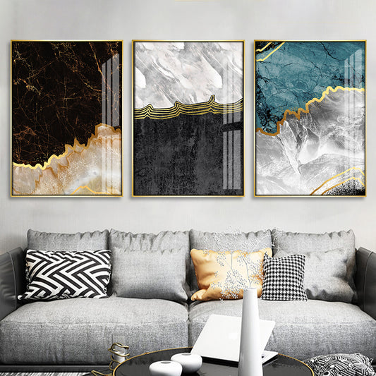 Modern Abstract Golden Seam Marble Print Wall Art Fine Art Canvas Prints Fashion Pictures For Luxury Living Room Dining Room Home Office Art Decor