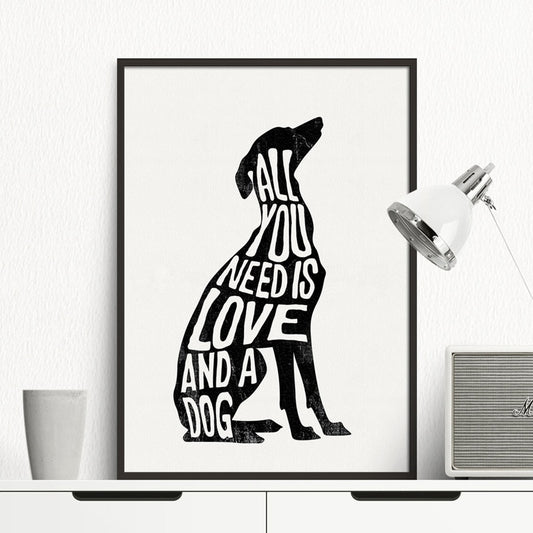 All You Need Is Love And A Dog Minimalist Wall Art Poster Greyhound Nordic Wall Art Canvas Print Pictures For Living Room