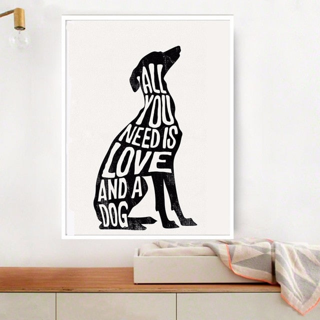All You Need Is Love And A Dog Minimalist Wall Art Poster Greyhound Nordic Wall Art Canvas Print Pictures For Living Room