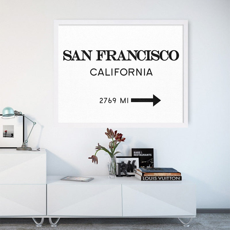 San Francisco Signpost USA Wall Art Canvas Fashion Poster Minimalist Art Interior Design Painting For Modern Living Room Home Decor