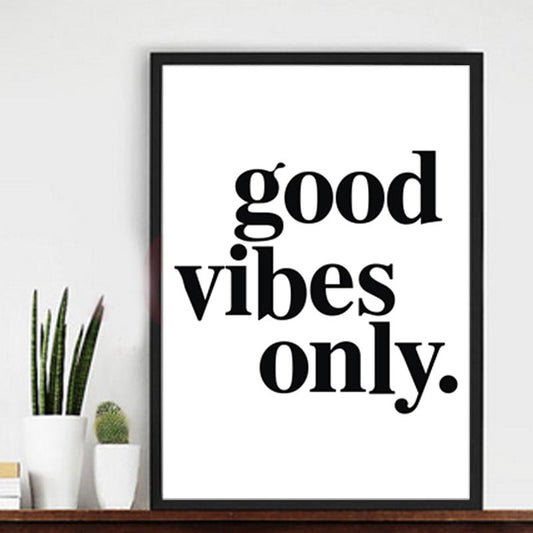 Good Vibes Only Canvas Wall Art Big Bold Statement Modern Black and White Canvas Poster Paintings For Kids Bedroom Home Decor