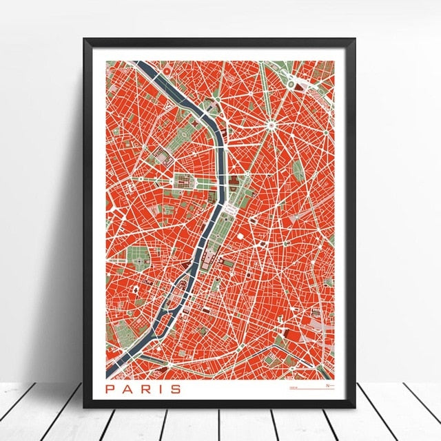 Abstract City Maps Wall Art Famous City Paris New London Stockholm Fine Art Canvas Prints Modern Pictures For Living Room Home Office Interior Decor