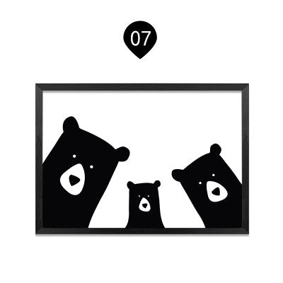 Family of Bears Cute Animal Wall Art Canvas Paintings Black White and Color Modern Cute Nordic Wall Art Posters Family Art