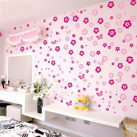 Colorful Flowers And Butterflies Cute Wall Decals Removable DIY Wall Stickers For Bedroom Living Room Wedding Decor Kids Girls Rooms