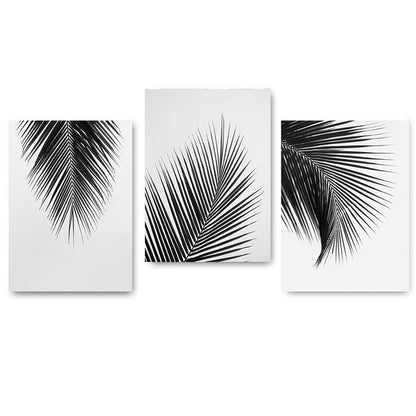 Tropical Palm Leaves Simple Minimalist Black & White Wall Art Posters Fine Art Canvas Prints For Living Room Modern Scandinavian Interior Design