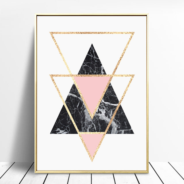 Abstract Geometric Minimalist Nordic Wall Art Posters Marble Gradients Texture Triangle Hexagon Fine Art Canvas Prints For Modern Interior Decor