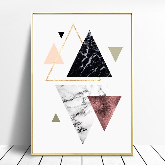 Abstract Geometric Minimalist Nordic Wall Art Posters Marble Gradients Texture Triangle Hexagon Fine Art Canvas Prints For Modern Interior Decor