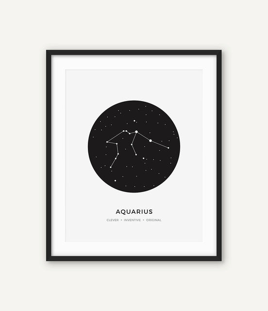 Constellation Posters Abstract Astrology Wall Art Black White Canvas Prints Each Star-Sign With 3 Traits Canvas Prints For Office Bedroom Home Decor