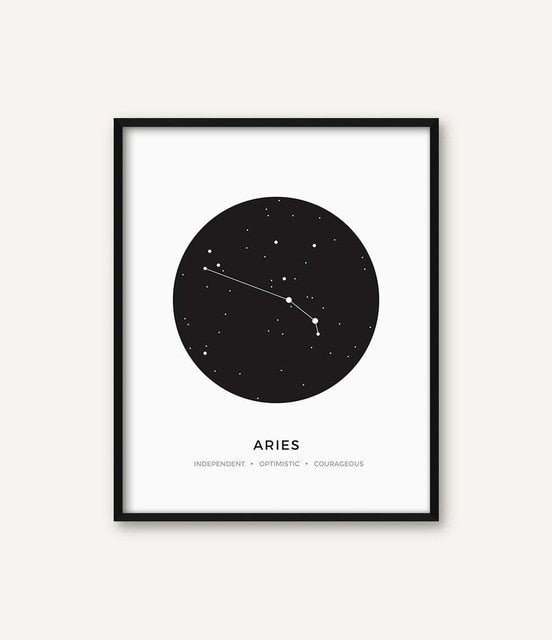 Constellation Posters Abstract Astrology Wall Art Black White Canvas Prints Each Star-Sign With 3 Traits Canvas Prints For Office Bedroom Home Decor