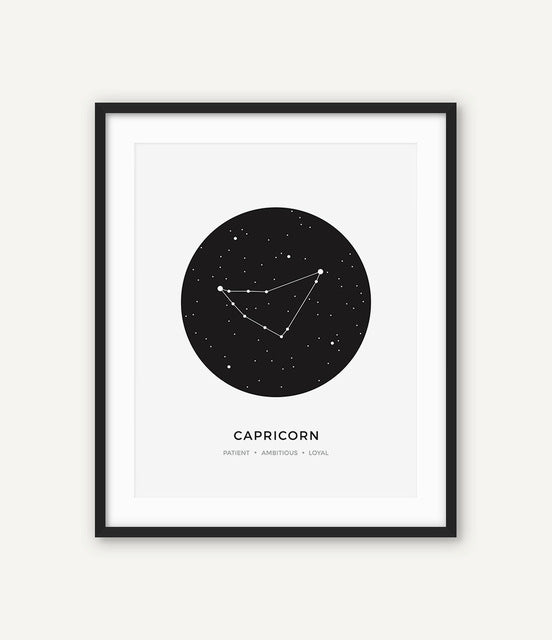 Constellation Posters Abstract Astrology Wall Art Black White Canvas Prints Each Star-Sign With 3 Traits Canvas Prints For Office Bedroom Home Decor