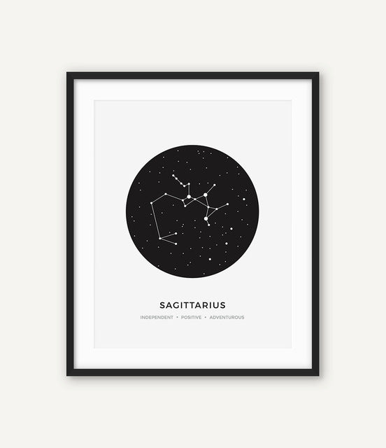 Constellation Posters Abstract Astrology Wall Art Black White Canvas Prints Each Star-Sign With 3 Traits Canvas Prints For Office Bedroom Home Decor