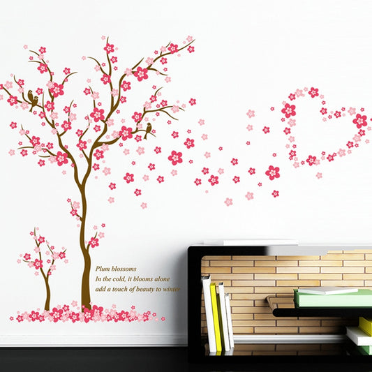 Pink Flower Blossom Tree Wall Decal For Kids Room Removable PVC Floral Wall Mural For Living Room Bedroom Creative Simple DIY Home Wall Art Decor
