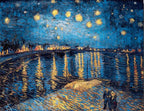 Famous Paintings Reproduction Van Gogh Starry Night Over The Rhone Post-Impressionist Fine Art Canvas Print For Living Room Wall Decor