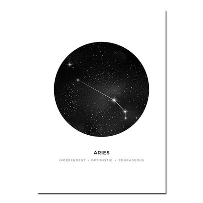 Minimalist Abstract Constellations Wall Art Black & White Astronomy Star Signs Traits Zodiac Astrology Prints For Bedroom Home Decor