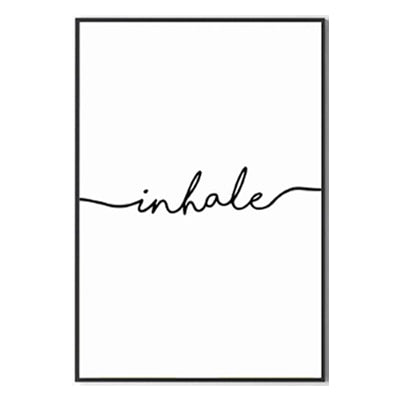 Inhale Exhale Word Art Canvas Prints Minimalist Quotations Black White Letters Poster Art Abstract Paintings Salon Wall Art For Modern Home Decor
